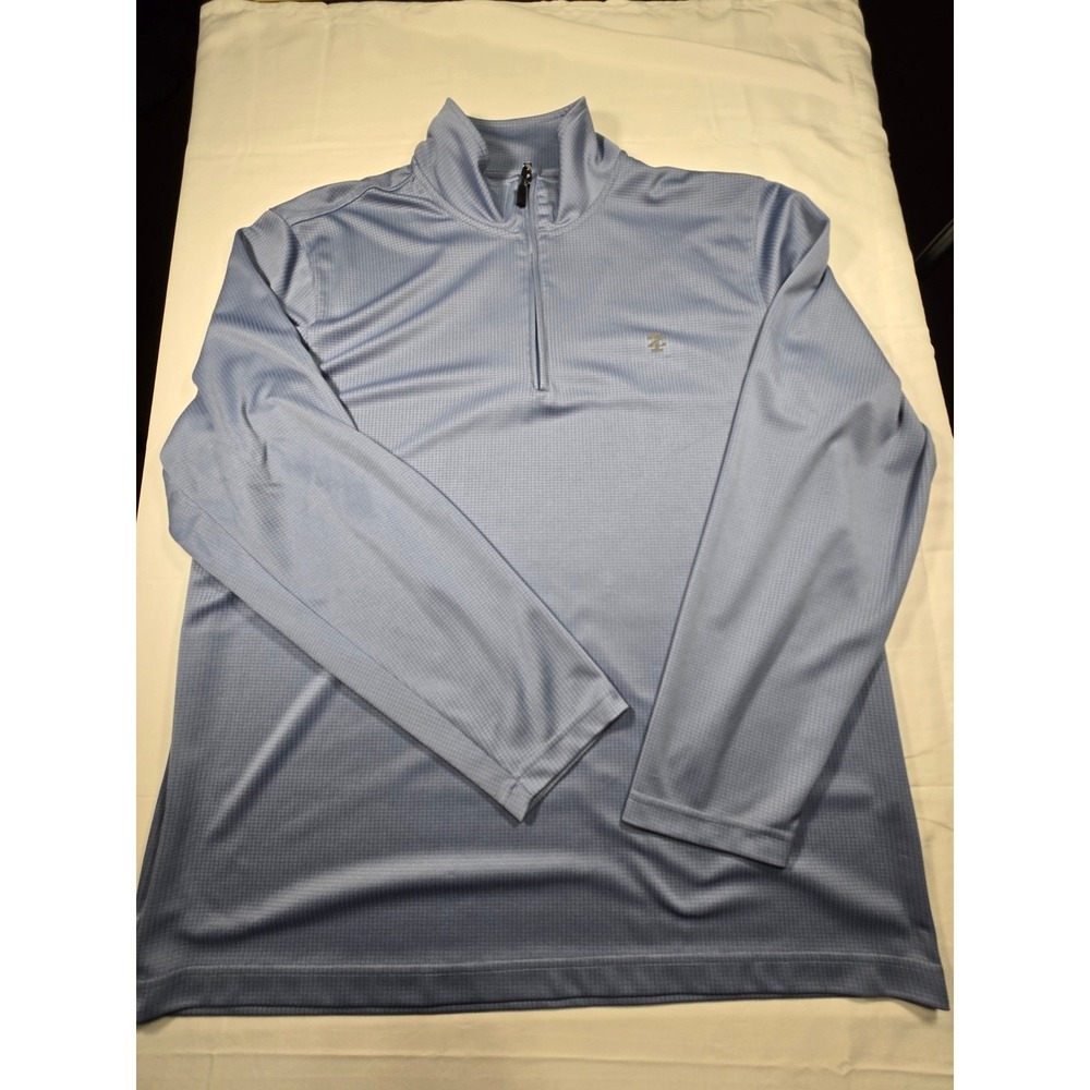 IZOD Golf Mens XL Light Blue Quarter Zip Pullover Long Sleeve Micro Grid Shirt